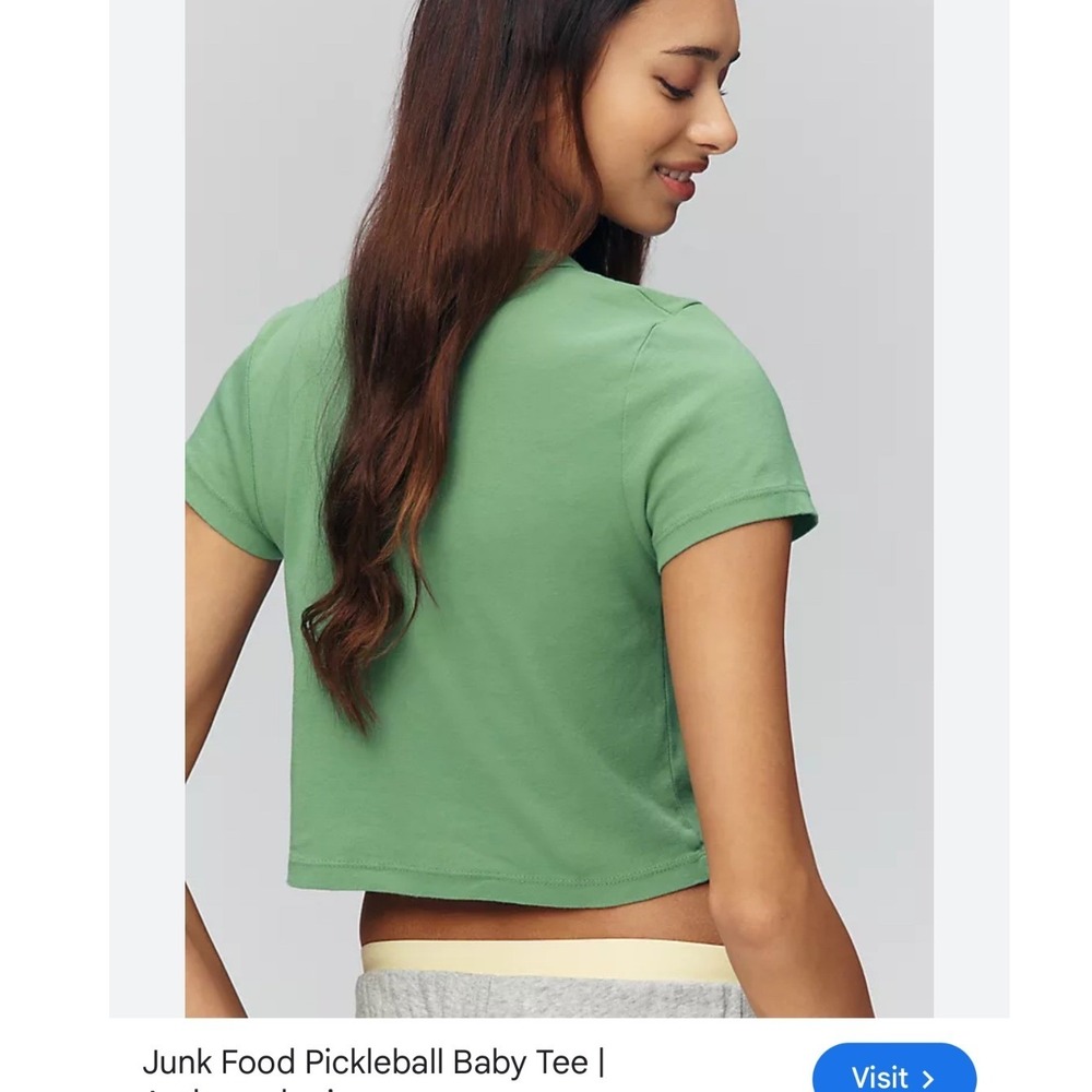 Junk Food NYC Pickleball Social Club Graphic Crop Tee Womens Small Green - Picture 2 of 8